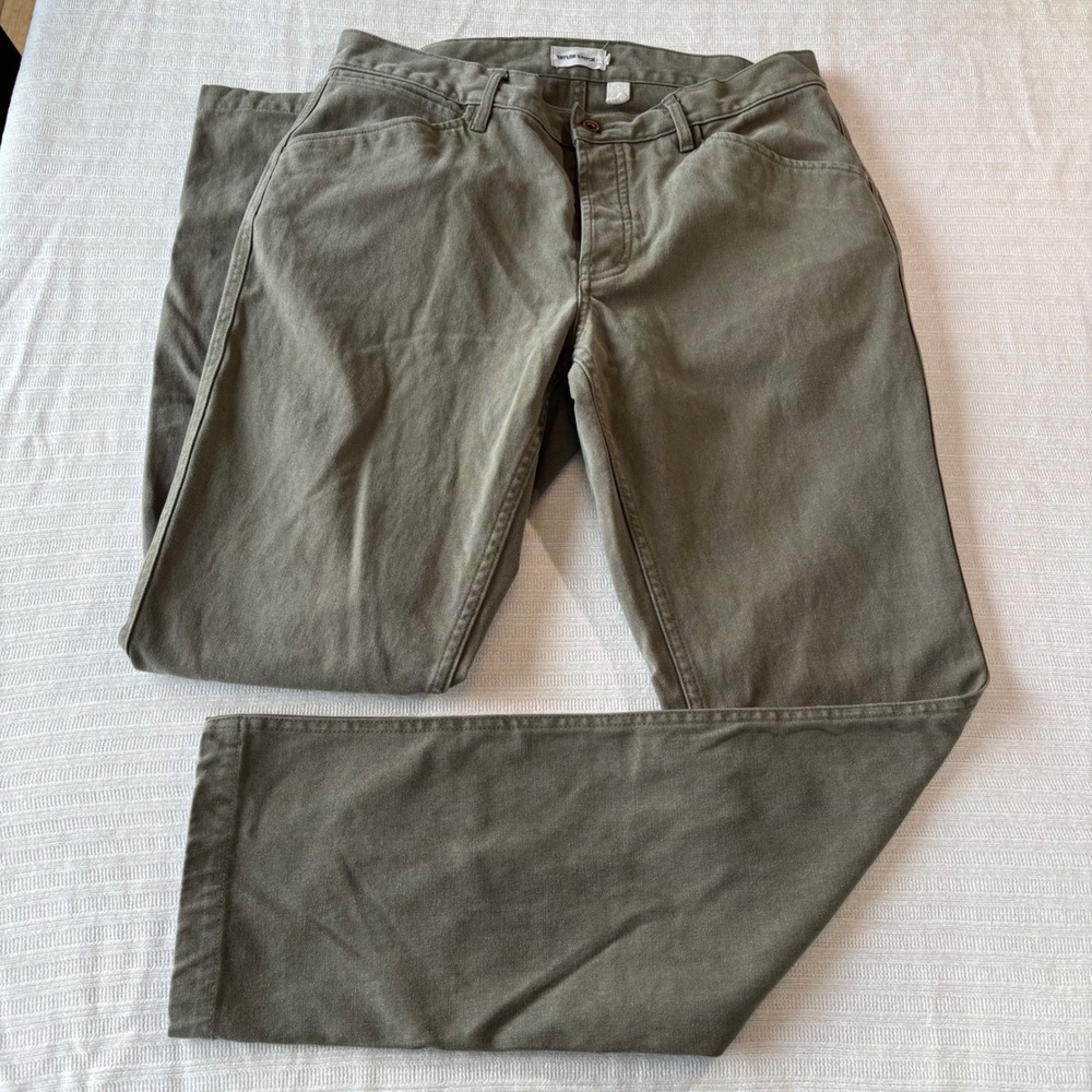 Taylor Stitch Camp Pant Olive Boss Duck Hemp Blend Mens 34 Workwear Chino